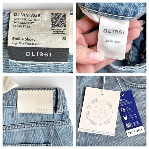 DL1961 Emilie High Rise Denim Shorts