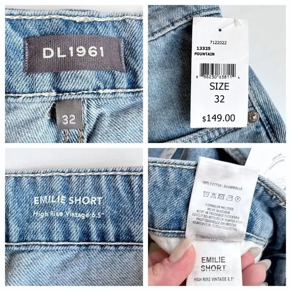 DL1961 Emilie High Rise Denim Shorts