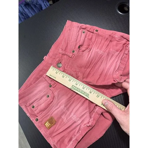 DSquared2 Y2K Distressed Jean Shorts Salmon Pink Size 27 Mini Shorts Cutoff