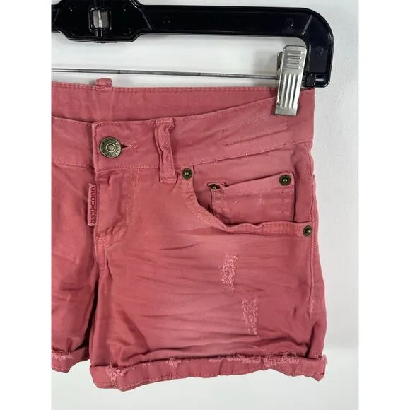 DSquared2 Y2K Distressed Jean Shorts Salmon Pink Size 27 Mini Shorts Cutoff