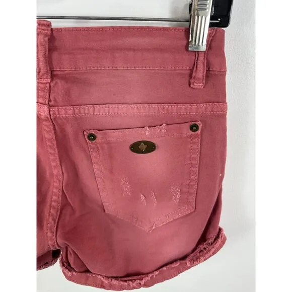 DSquared2 Y2K Distressed Jean Shorts Salmon Pink Size 27 Mini Shorts Cutoff