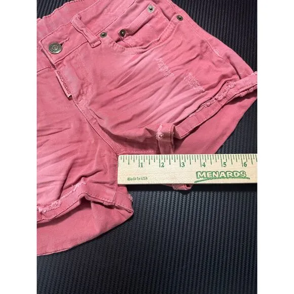 DSquared2 Y2K Distressed Jean Shorts Salmon Pink Size 27 Mini Shorts Cutoff