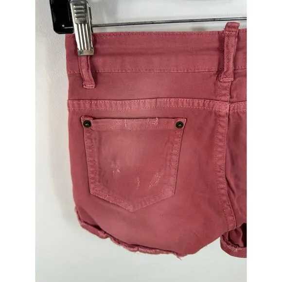 DSquared2 Y2K Distressed Jean Shorts Salmon Pink Size 27 Mini Shorts Cutoff