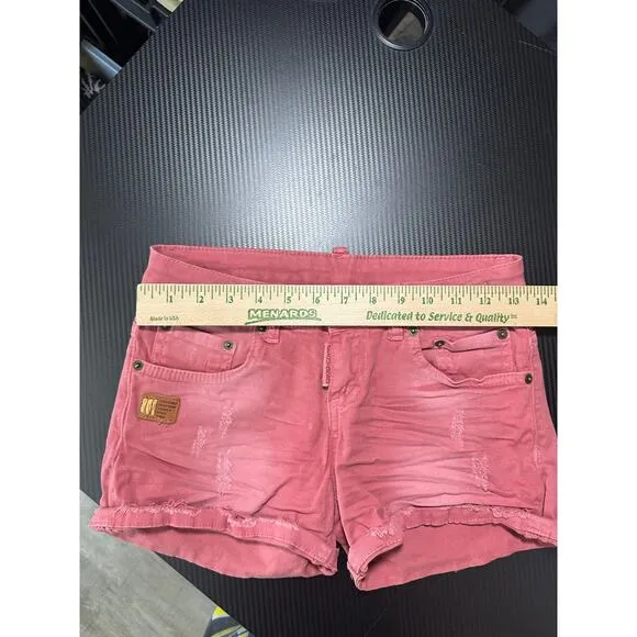 DSquared2 Y2K Distressed Jean Shorts Salmon Pink Size 27 Mini Shorts Cutoff