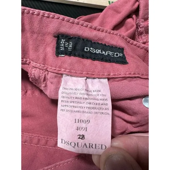 DSquared2 Y2K Distressed Jean Shorts Salmon Pink Size 27 Mini Shorts Cutoff