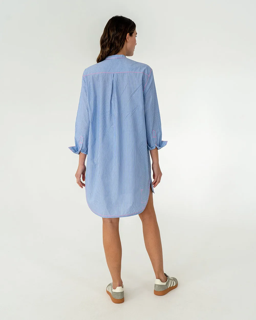 Dukes Bib Shirt Dress - Blue