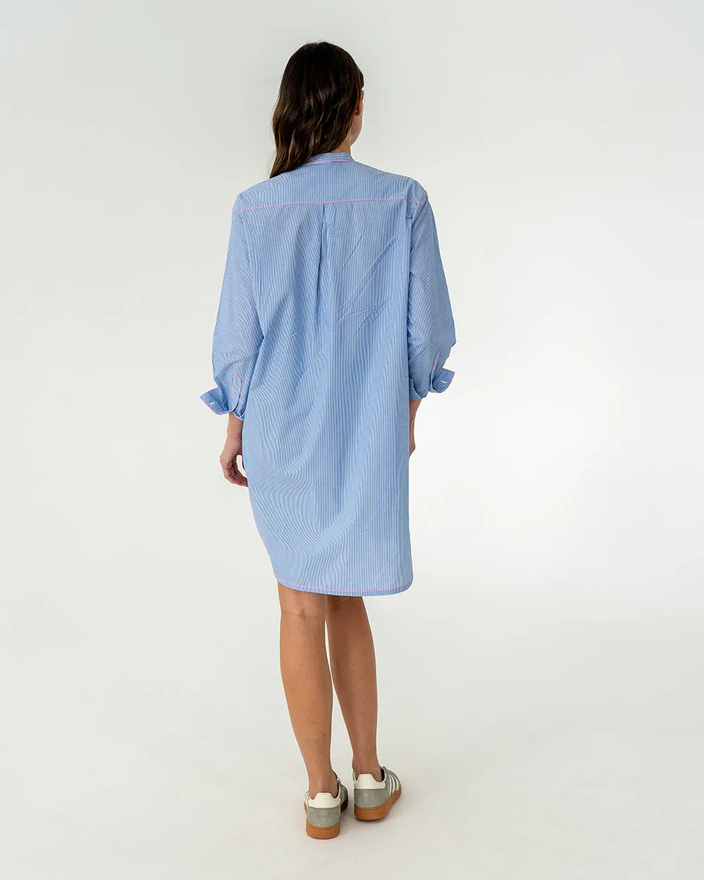 Dukes Bib Shirt Dress - Blue