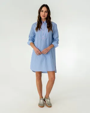 Dukes Bib Shirt Dress - Blue