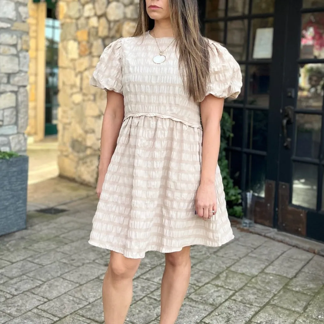 Ellora Textured Babydoll Mini Dress