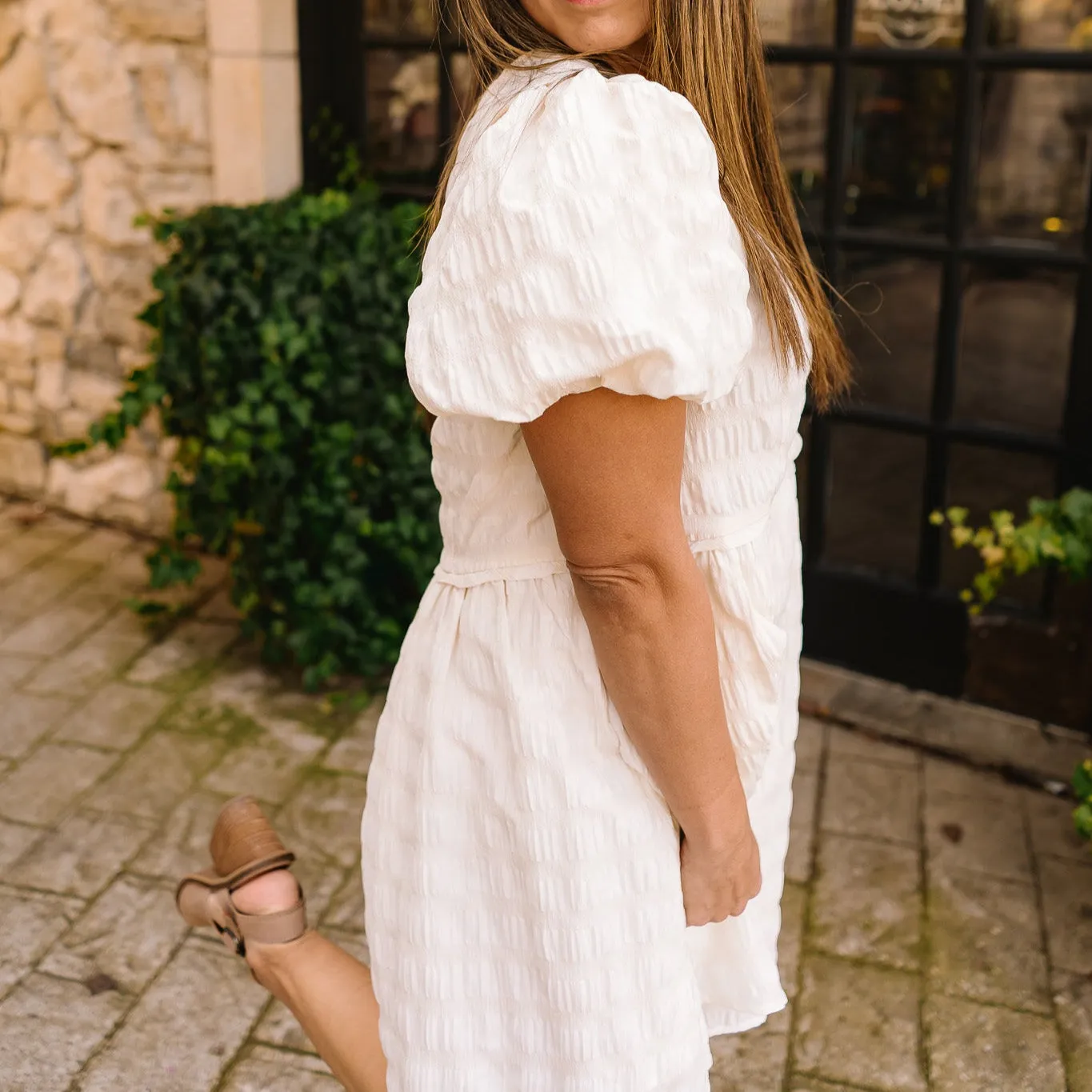 Ellora Textured Babydoll Mini Dress