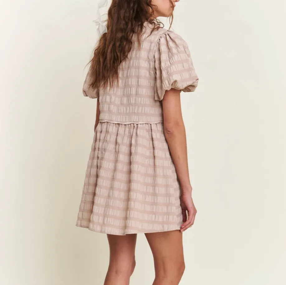 Ellora Textured Babydoll Mini Dress