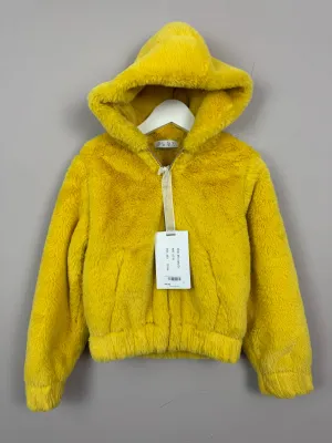 Elsy Yellow Faux Fur Bomber Jacket 6y bnwt