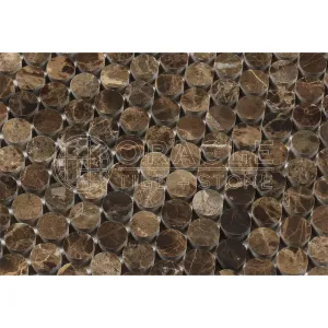 Emperador Dark Spanish Marble Penny Round Mosaic Tile, Polished