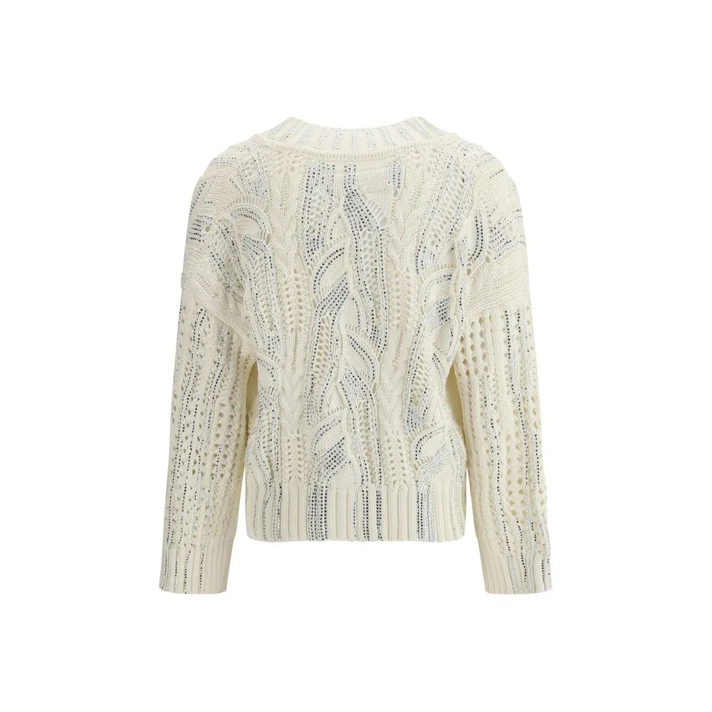 Ermanno Scervino Cotton Rhinestone Cardigan
