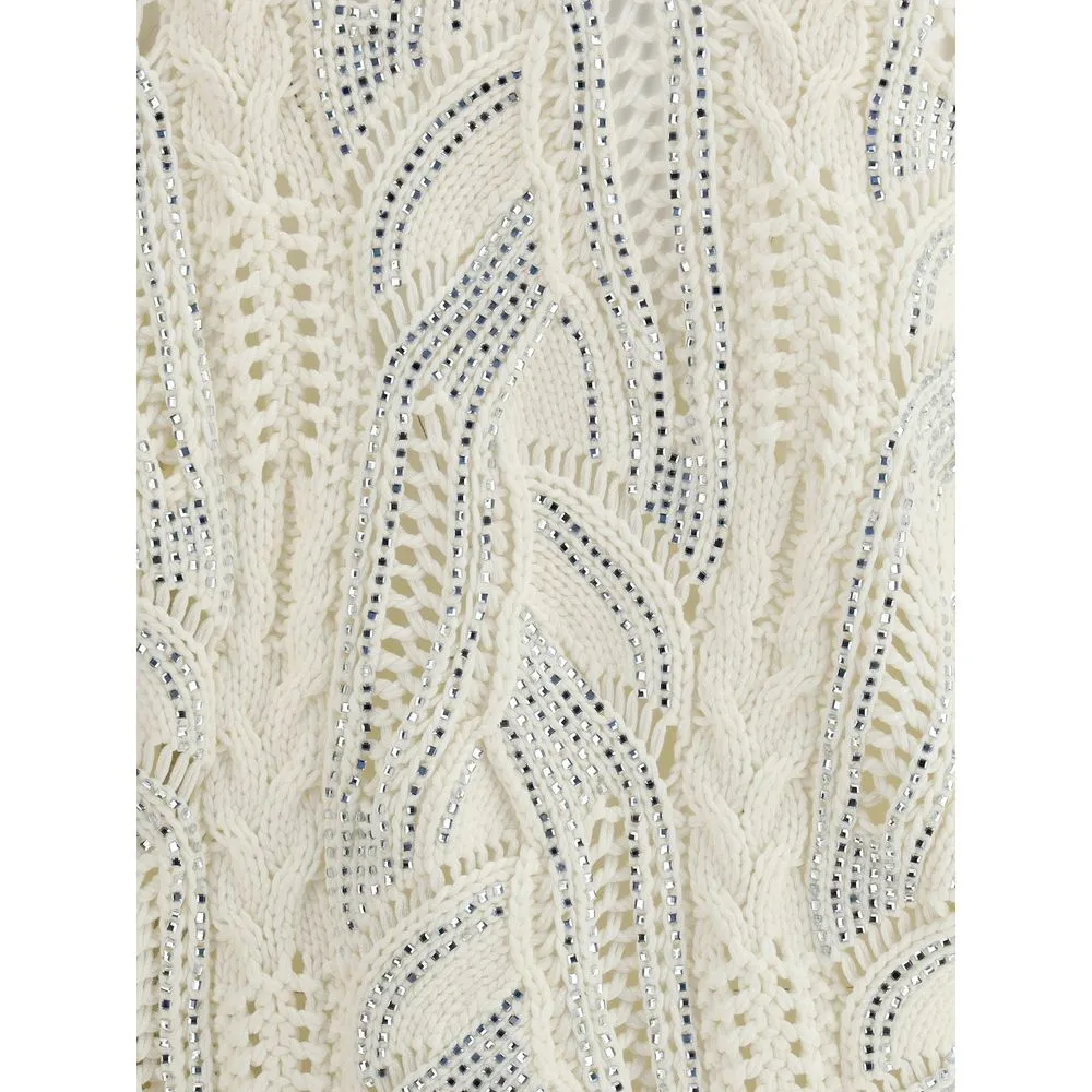 Ermanno Scervino Cotton Rhinestone Cardigan