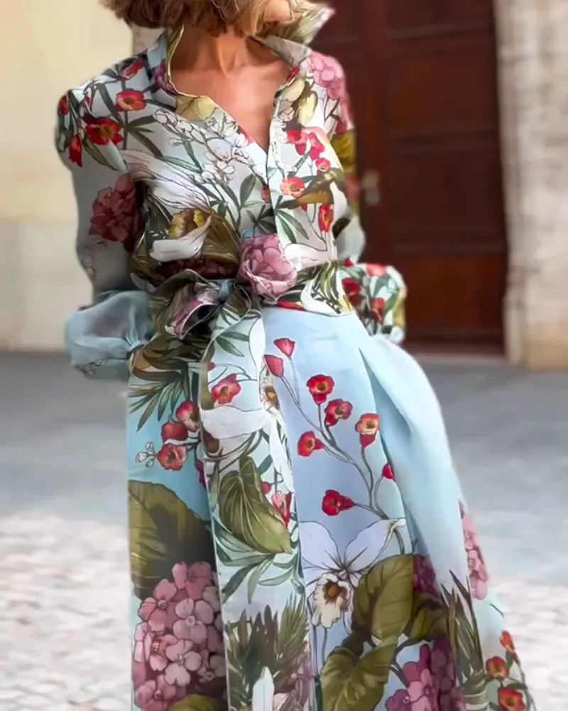 Felicity | Elegant Printed Shirt & Skirt Two-Piece Set