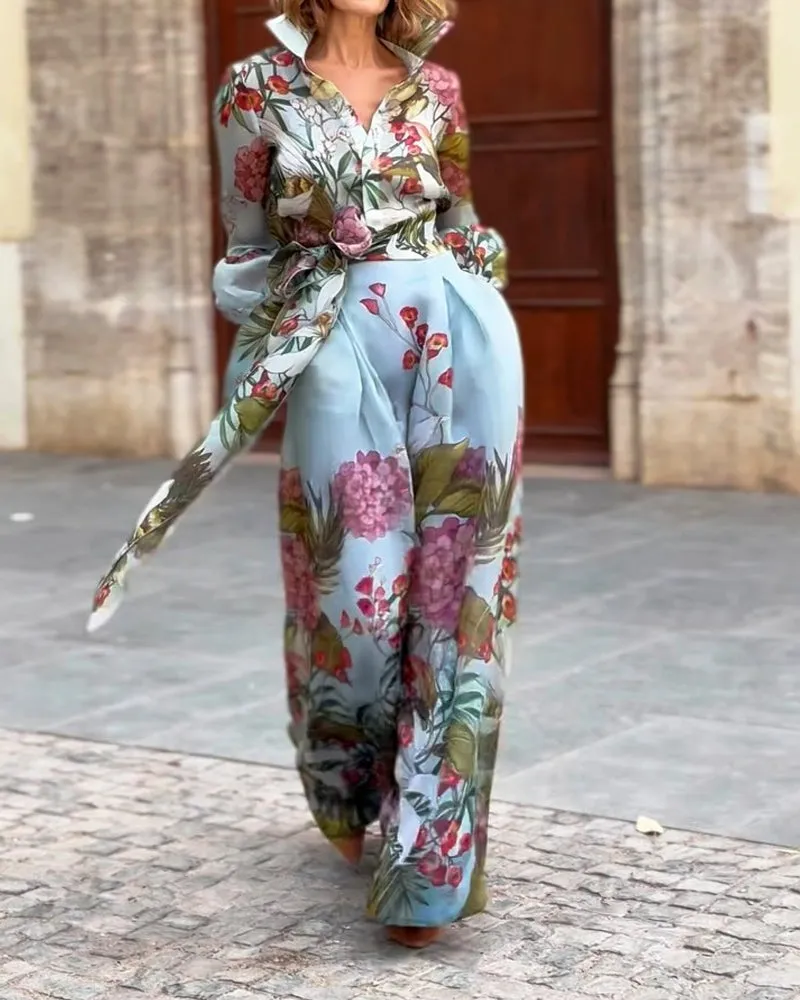 Felicity | Elegant Printed Shirt & Skirt Two-Piece Set