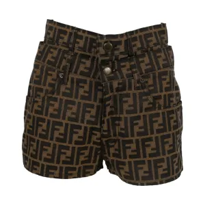 Fendi Brown Logo Double Button Shorts