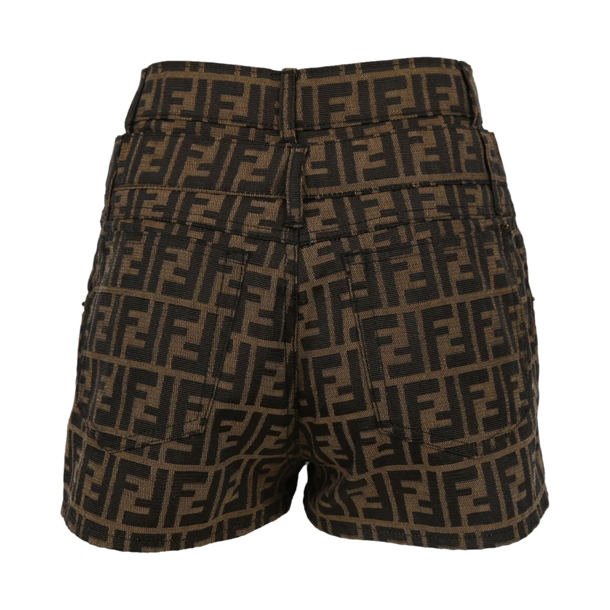 Fendi Brown Logo Double Button Shorts