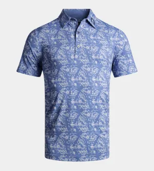 FLORAL TECH POLO - BLUE