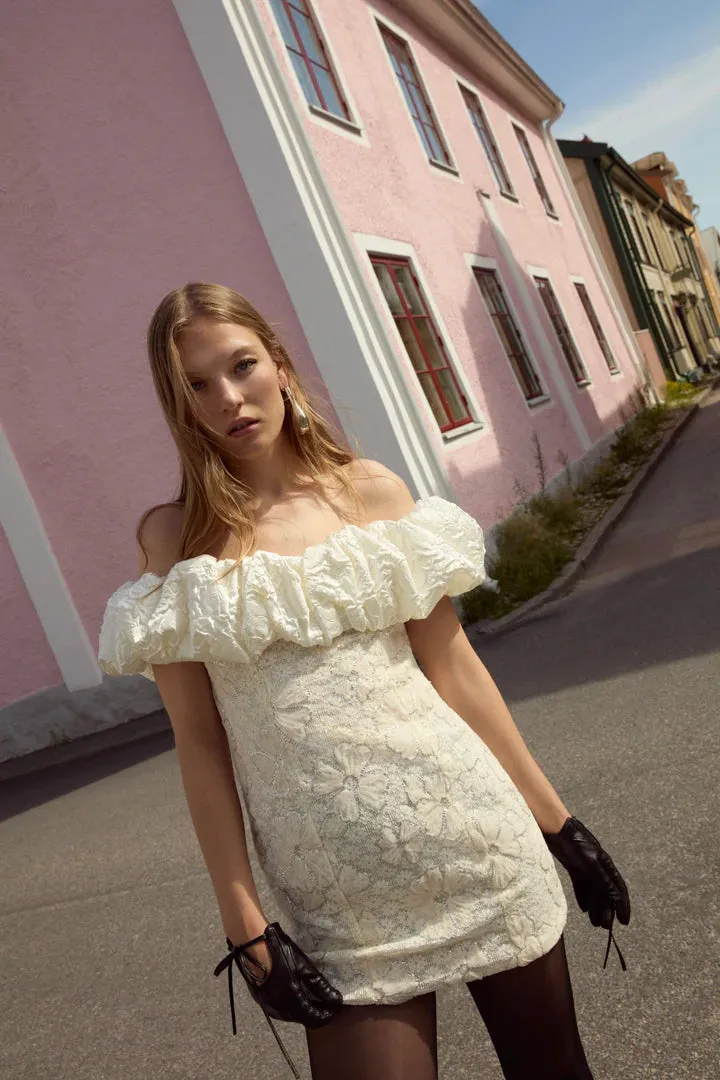For Love & Lemons Snowflake Daisy Satin Mini Dress