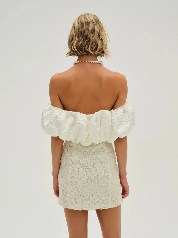 For Love & Lemons Snowflake Daisy Satin Mini Dress