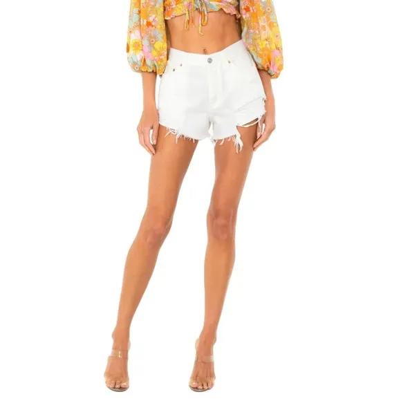 Free People NWT Loving Good Vibrations Cutoffs Denim Shorts Spring White 31 New