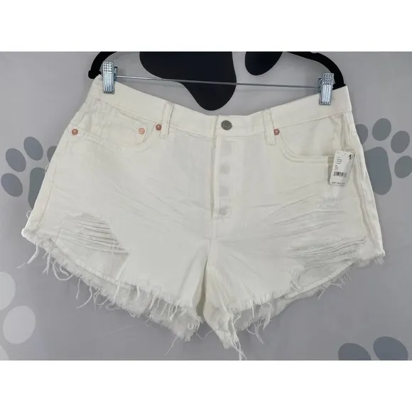 Free People NWT Loving Good Vibrations Cutoffs Denim Shorts Spring White 31 New