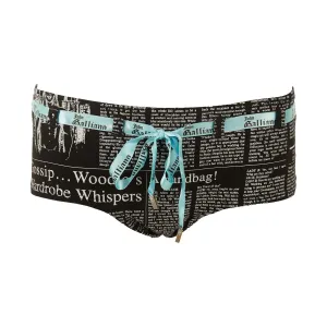 Galliano Black Newsprint Boy Shorts