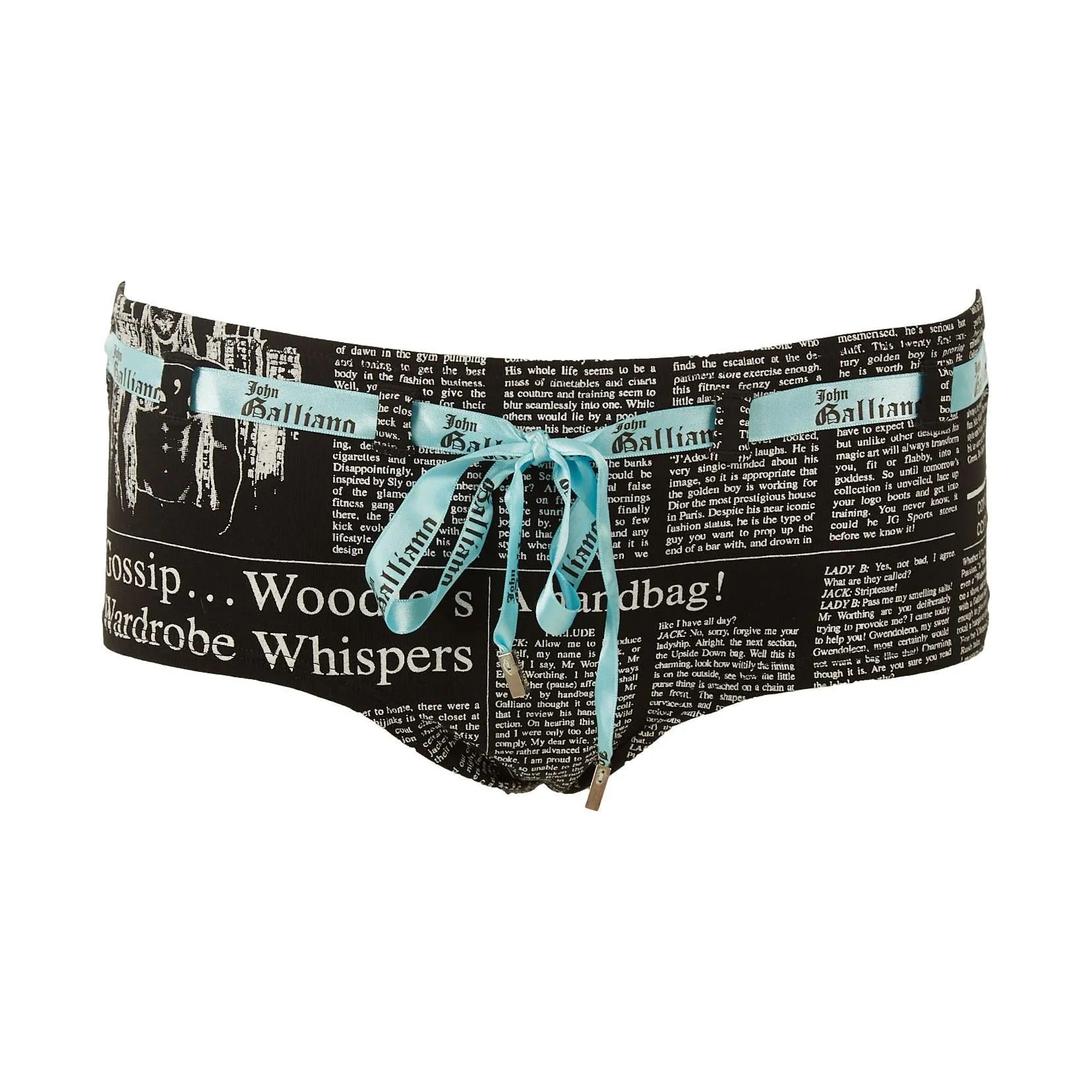 Galliano Black Newsprint Boy Shorts