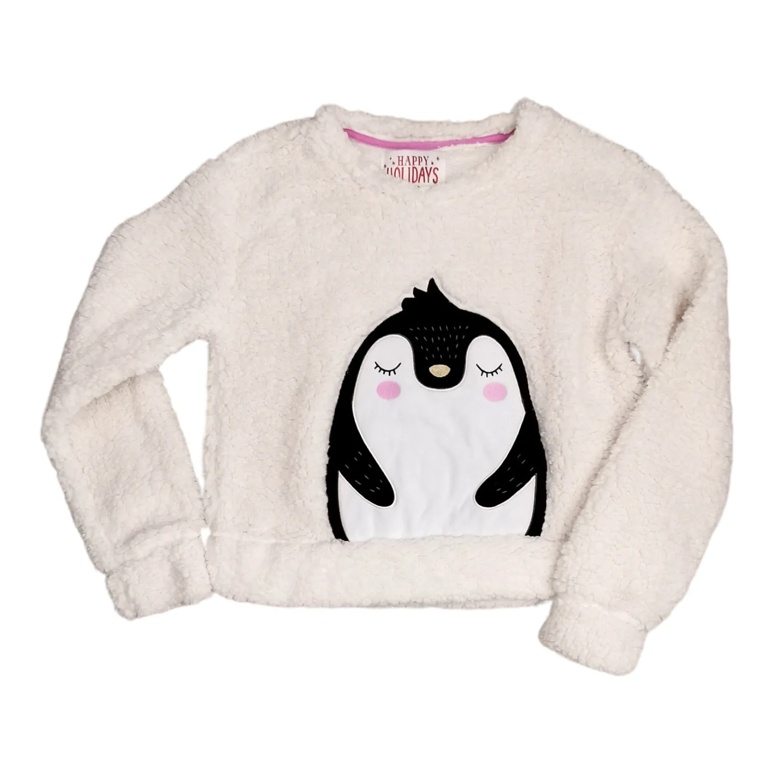 GIRL SIZE MEDIUM - URBAN HERITAGE, Fuzzy Cream Holidays Crop Top Sweater EUC B29