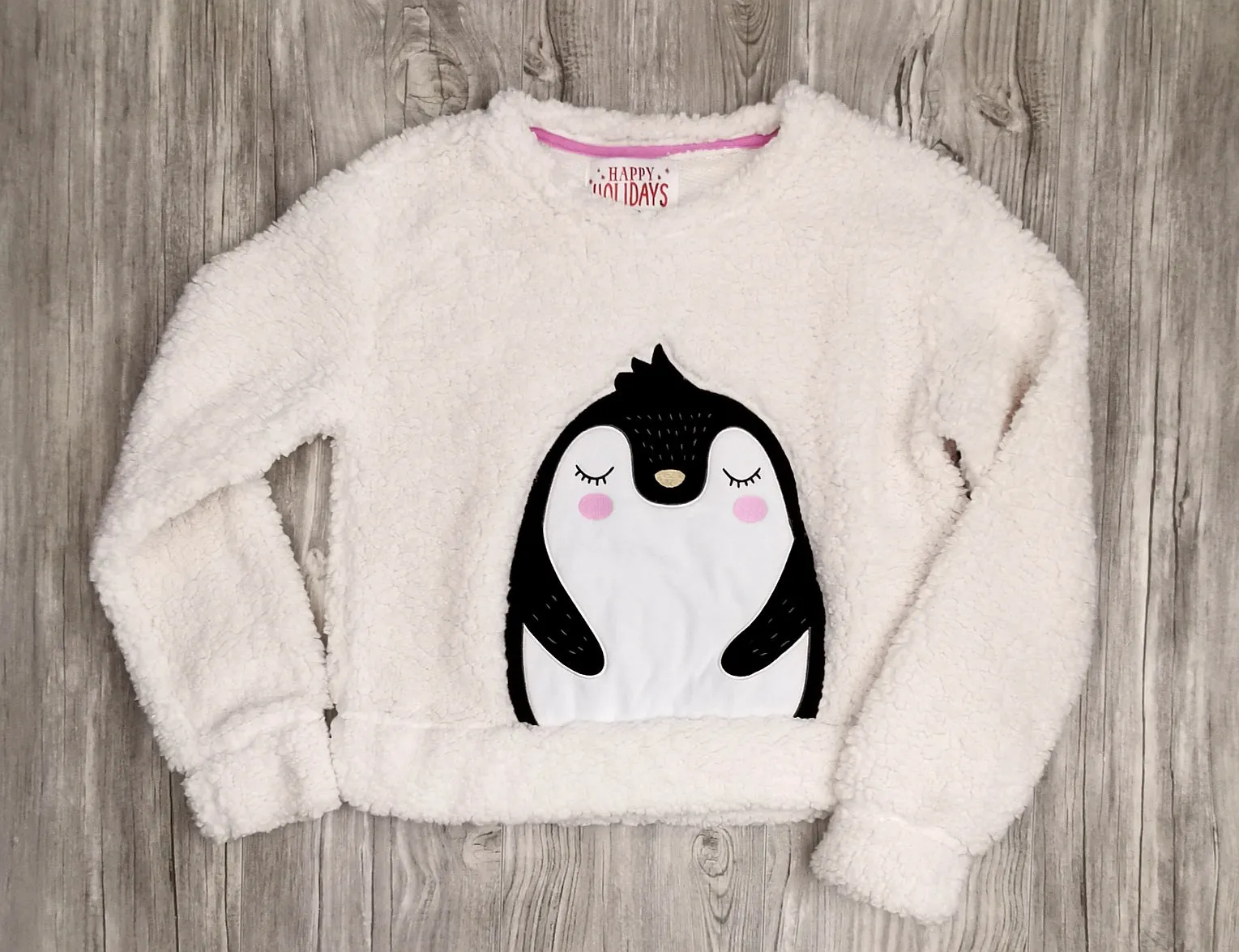 GIRL SIZE MEDIUM - URBAN HERITAGE, Fuzzy Cream Holidays Crop Top Sweater EUC B29