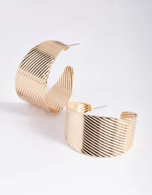 Gold Textured Hoop Earrings