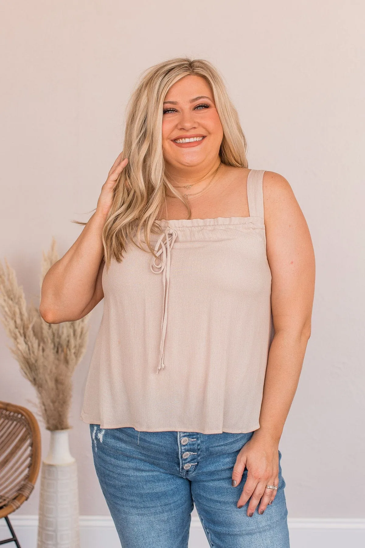 Good Natured Soul Cropped Tank- Beige