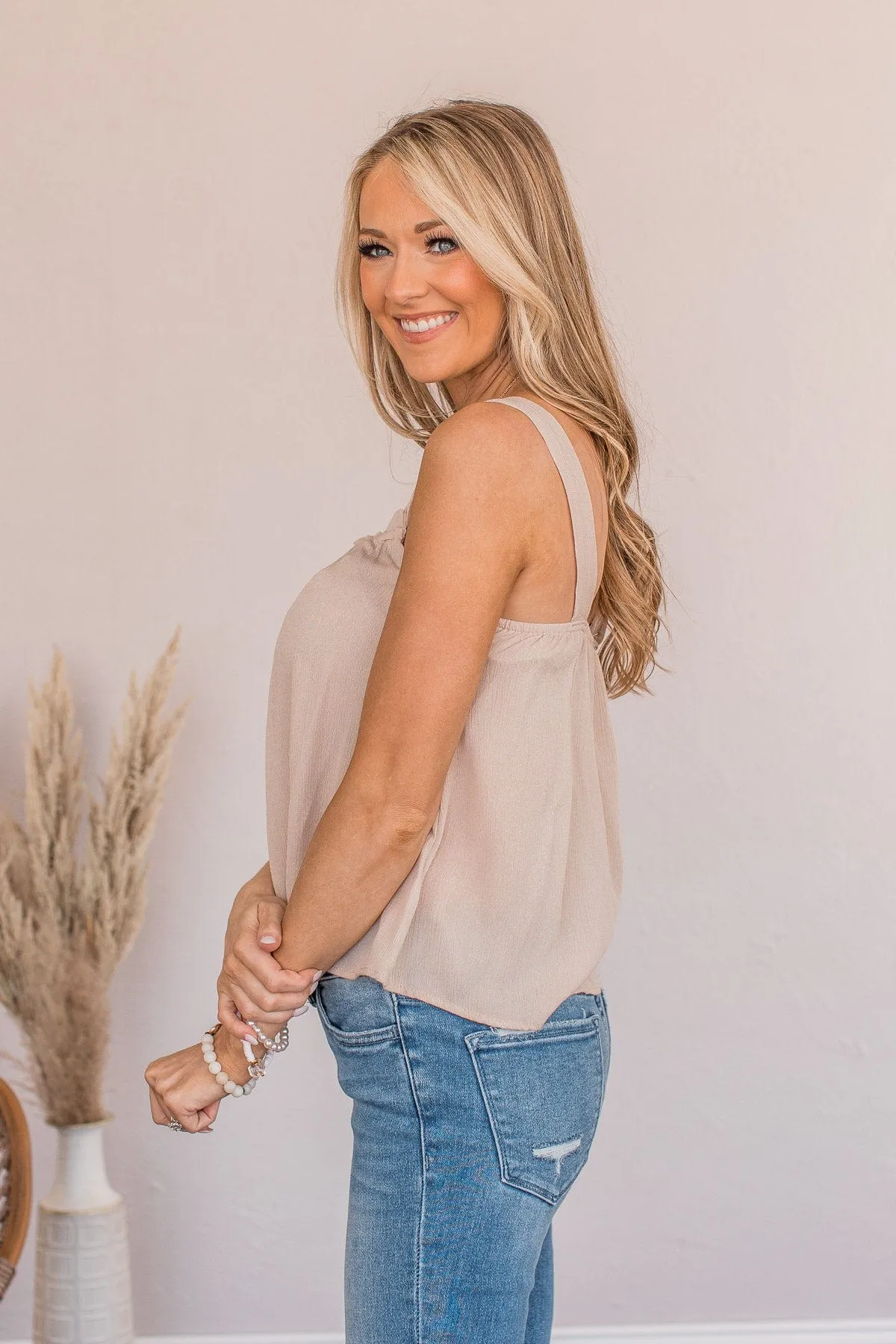 Good Natured Soul Cropped Tank- Beige