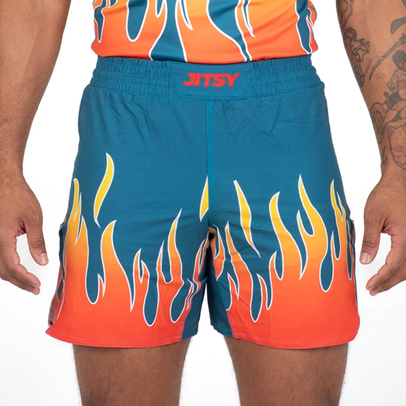 Green Flames MMA Shorts - Men