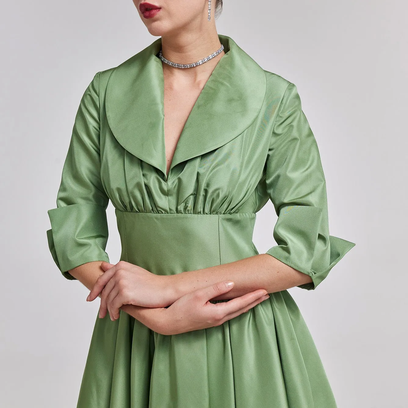 Green Taffeta Blazer Gown