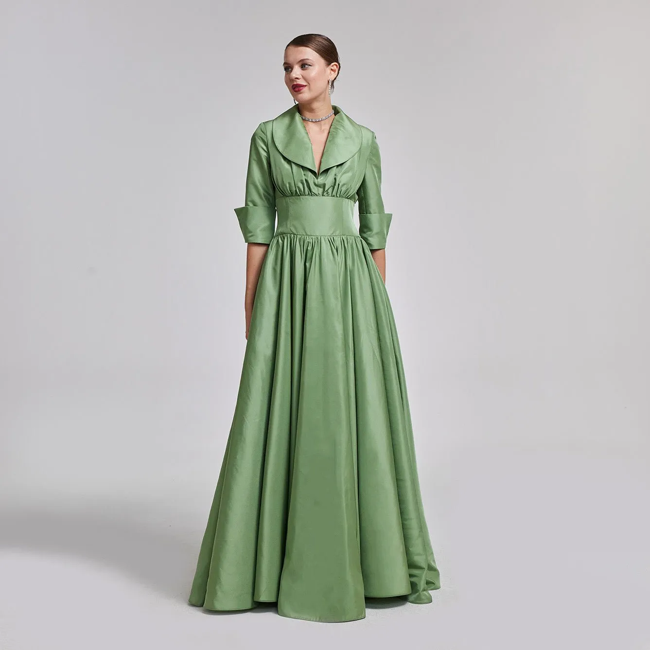 Green Taffeta Blazer Gown