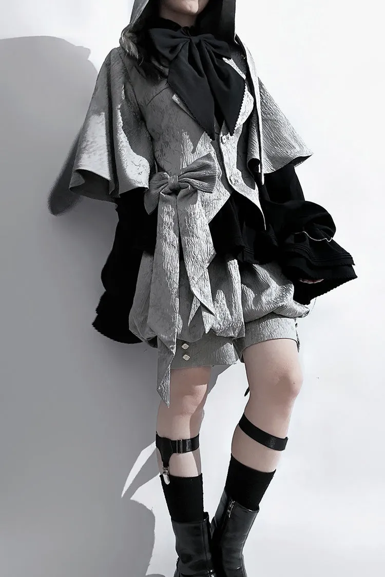 Grey Rabbit Hunt Dark Pattern Jacquard Print Ouji Vintage Prince Lolita Shorts