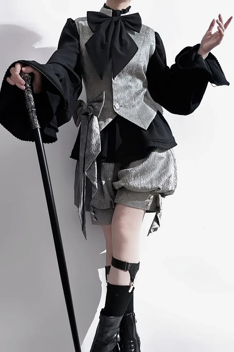 Grey Rabbit Hunt Dark Pattern Jacquard Print Ouji Vintage Prince Lolita Shorts