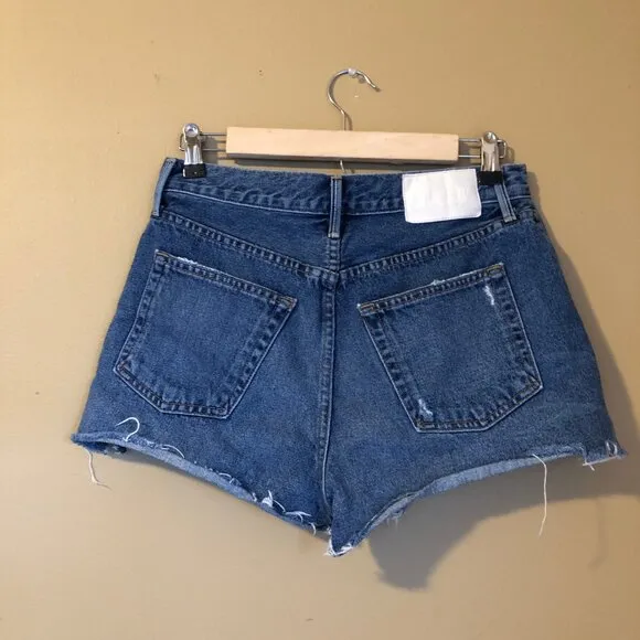 GRLFRND Revolve high rise split hem Lyric jeans denim shorts