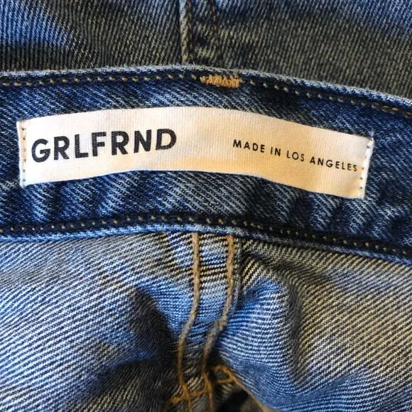 GRLFRND Revolve high rise split hem Lyric jeans denim shorts
