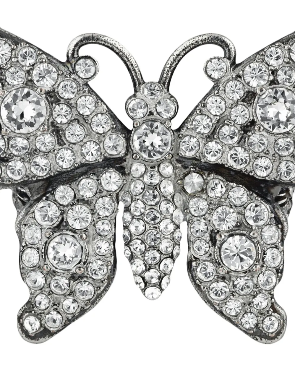 Gucci Crystal Embellished Butterfly Motif Ring in Silver