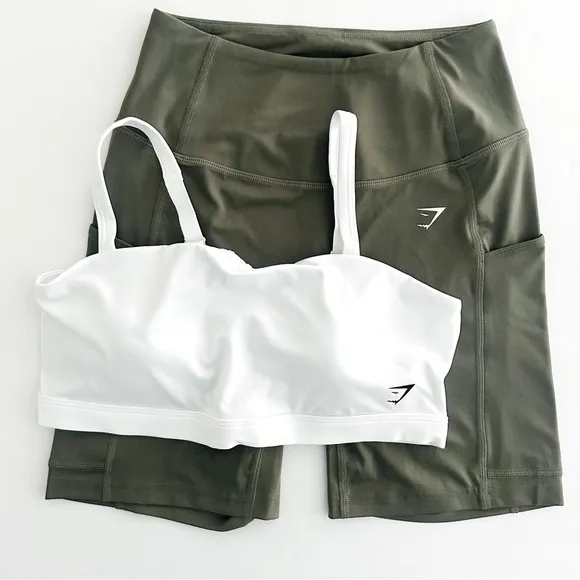 Gymshark M/L Pocket Shorts &amp; Cut Out Bandeau Bra Set
