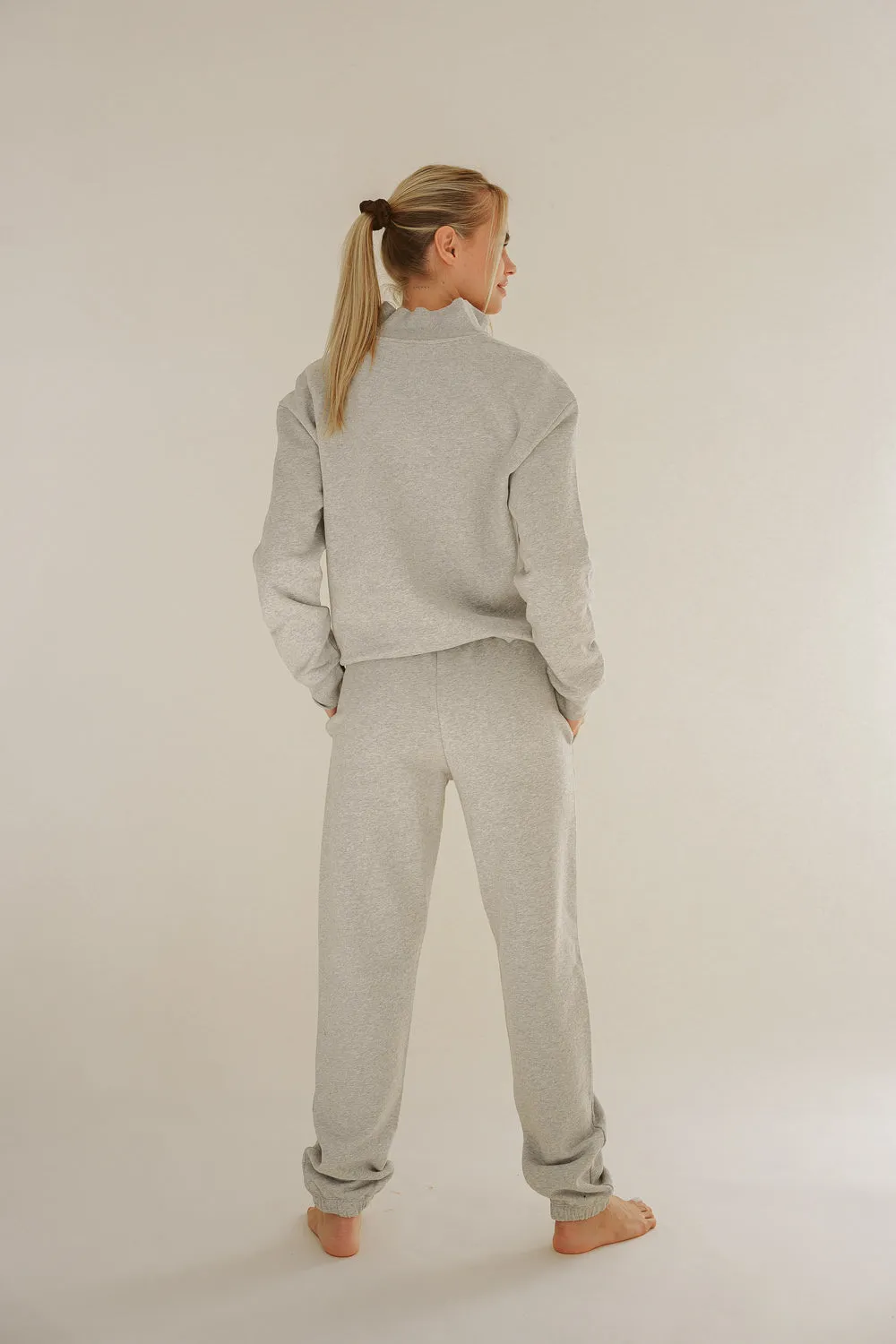 HALF ZIP SWEATER LIGHT GREY