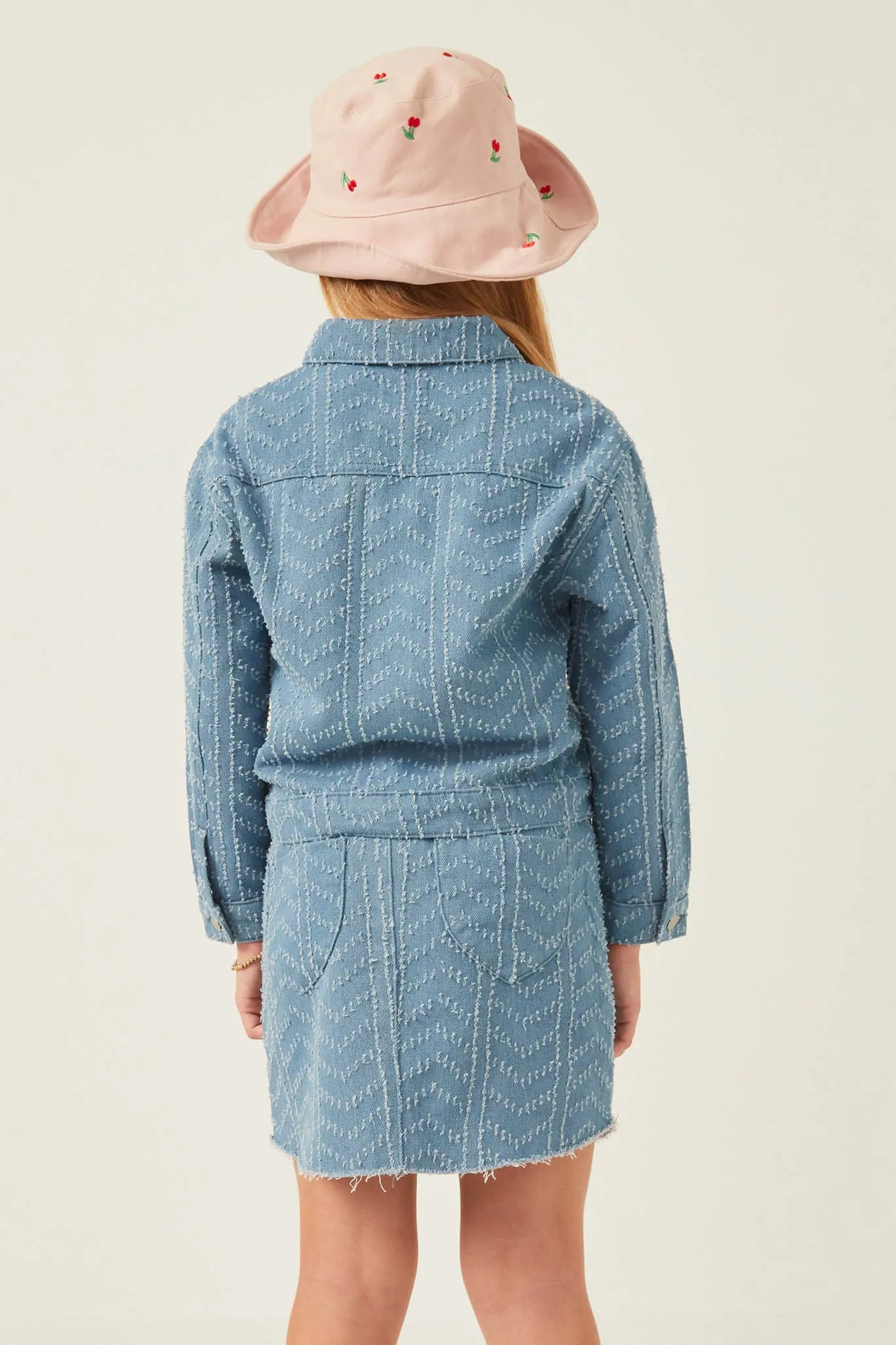 Herringbone Textured Denim Jacket