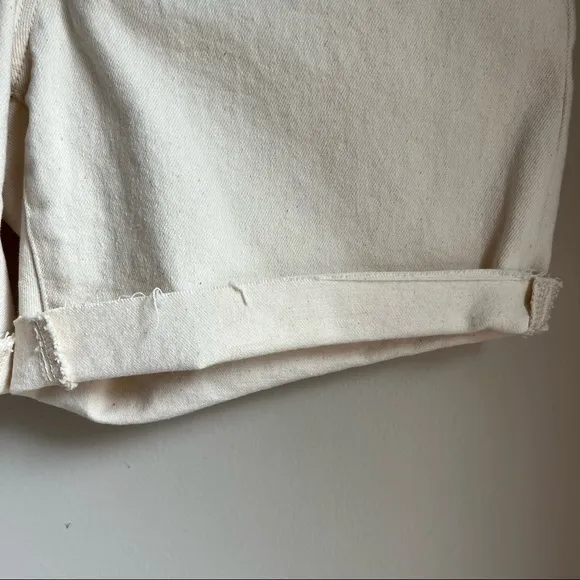 High-Rise Mid-Length Denim Shorts in Vintage Canvas Wash