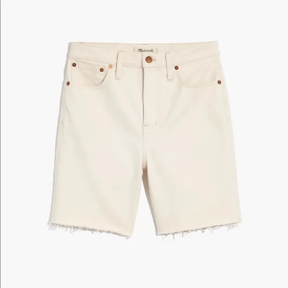 High-Rise Mid-Length Denim Shorts in Vintage Canvas Wash