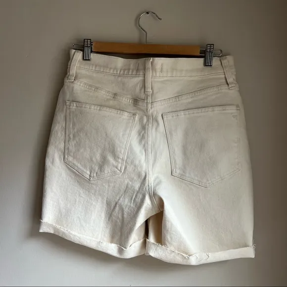 High-Rise Mid-Length Denim Shorts in Vintage Canvas Wash