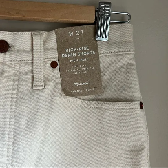 High-Rise Mid-Length Denim Shorts in Vintage Canvas Wash
